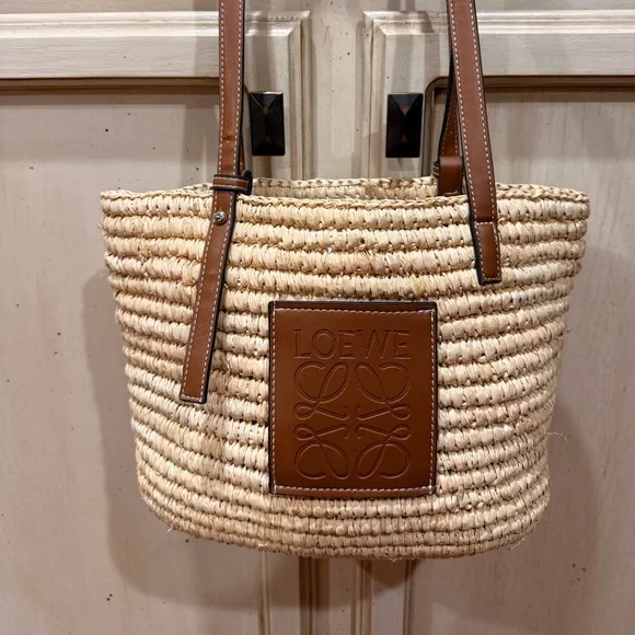 Loewe Basket Tote! Brown leather, straw bag! - Picture 1 of 7